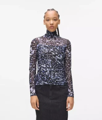 Top in maglia con stampa all-over