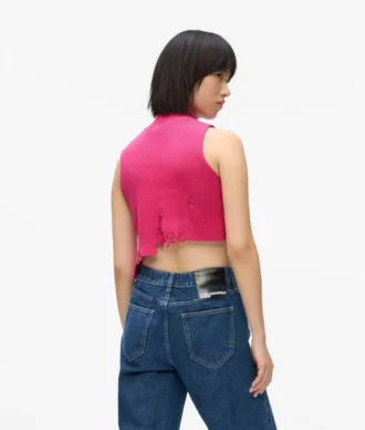 Top in maglia effetto consumato