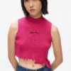 Top in maglia effetto consumato
