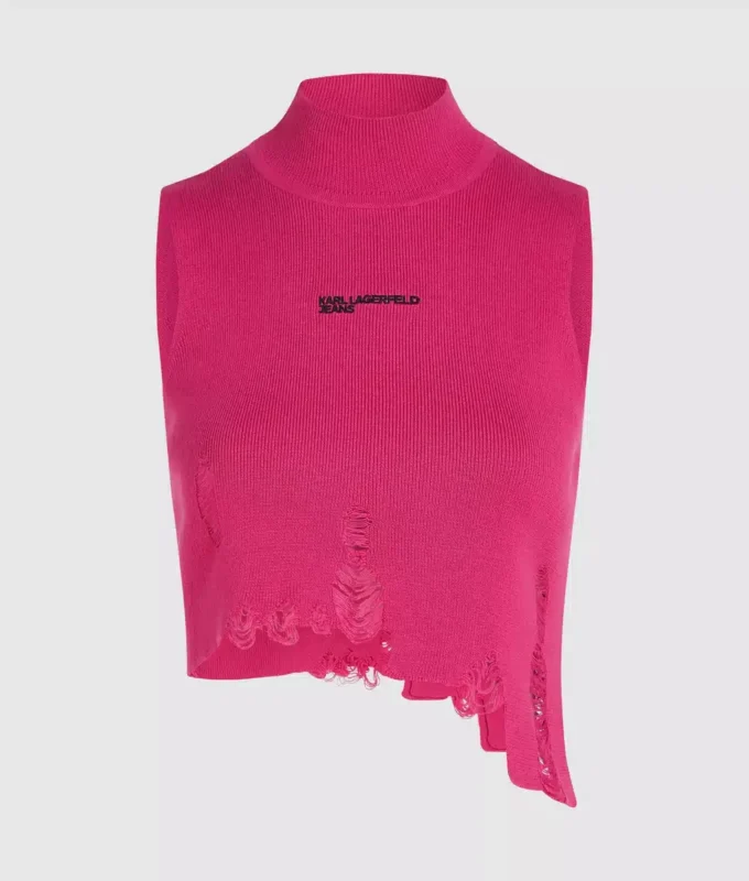 Top in maglia effetto consumato