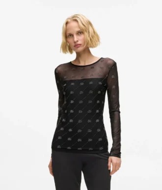 Top in rete con autografo in strass