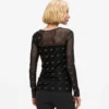 Top in rete con autografo in strass Top in rete con autografo in strass