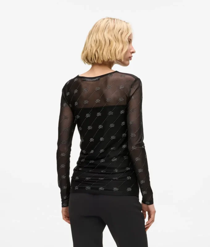 Top in rete con autografo in strass Top in rete con autografo in strass