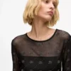 Top in rete con autografo in strass Top in rete con autografo in strass
