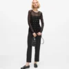 Top in rete con autografo in strass Top in rete con autografo in strass