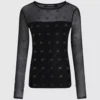 Top in rete con autografo in strass Top in rete con autografo in strass