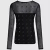 Top in rete con autografo in strass Top in rete con autografo in strass