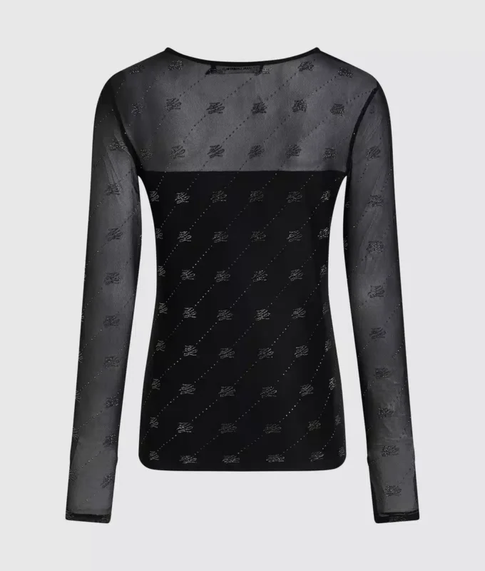 Top in rete con autografo in strass Top in rete con autografo in strass