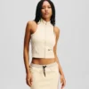 TOP SENZA MANICHE CON ZIP FRONTALE