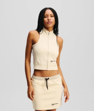 TOP SENZA MANICHE CON ZIP FRONTALE