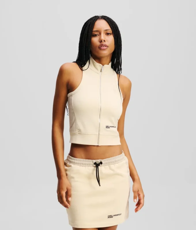 TOP SENZA MANICHE CON ZIP FRONTALE