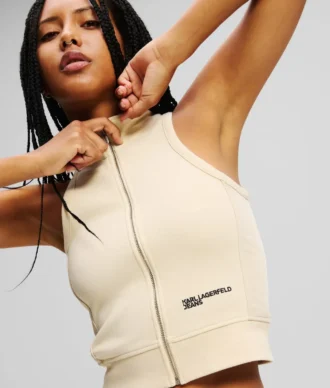 TOP SENZA MANICHE CON ZIP FRONTALE