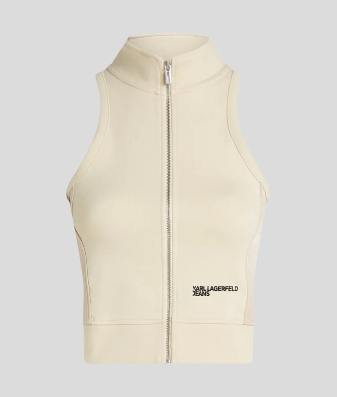 TOP SENZA MANICHE CON ZIP FRONTALE